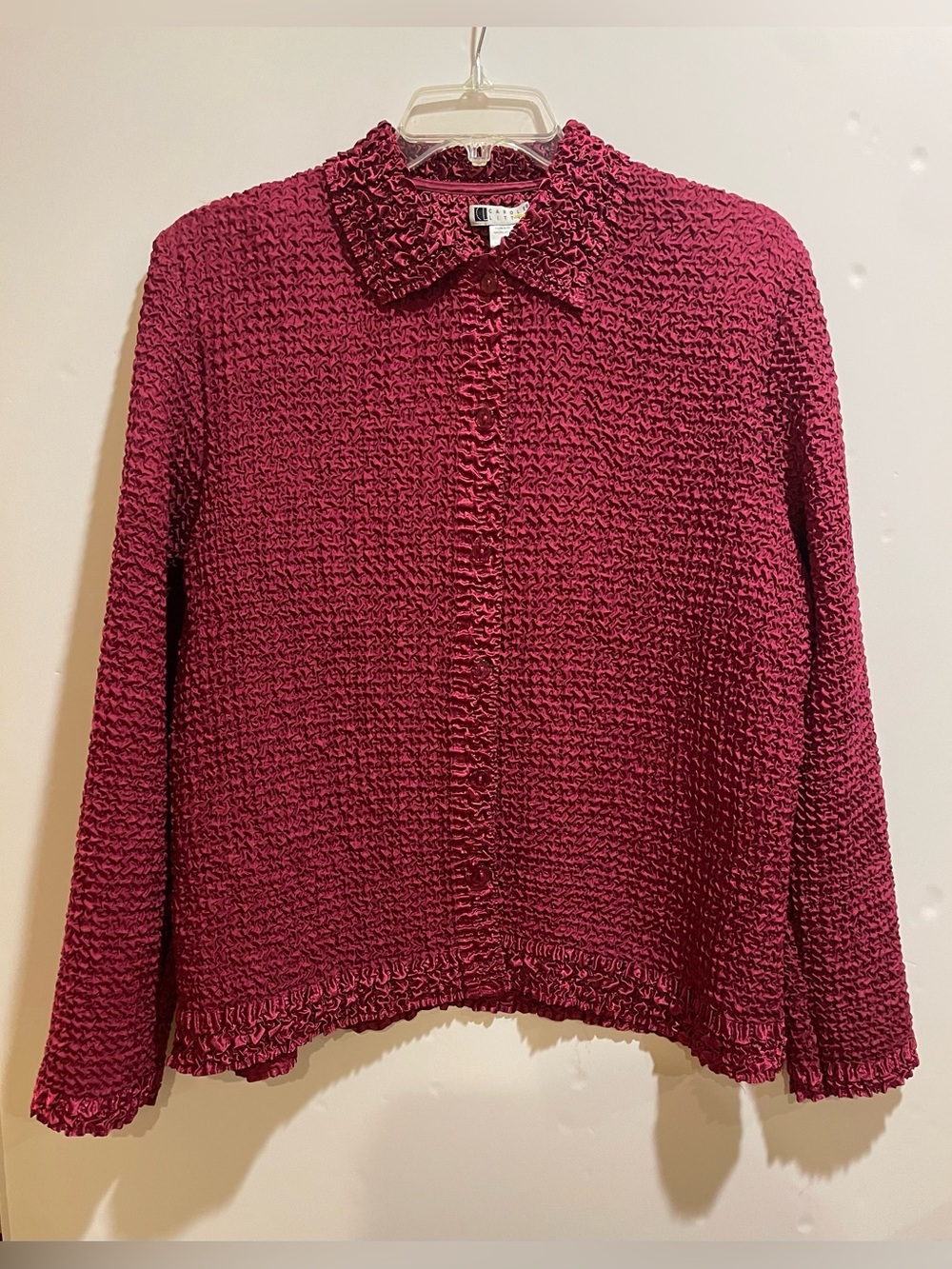 VTG Carole Little Y2K Cranberry Crinkle Popcorn Shirt/ Jacket Size L Whimsigoth